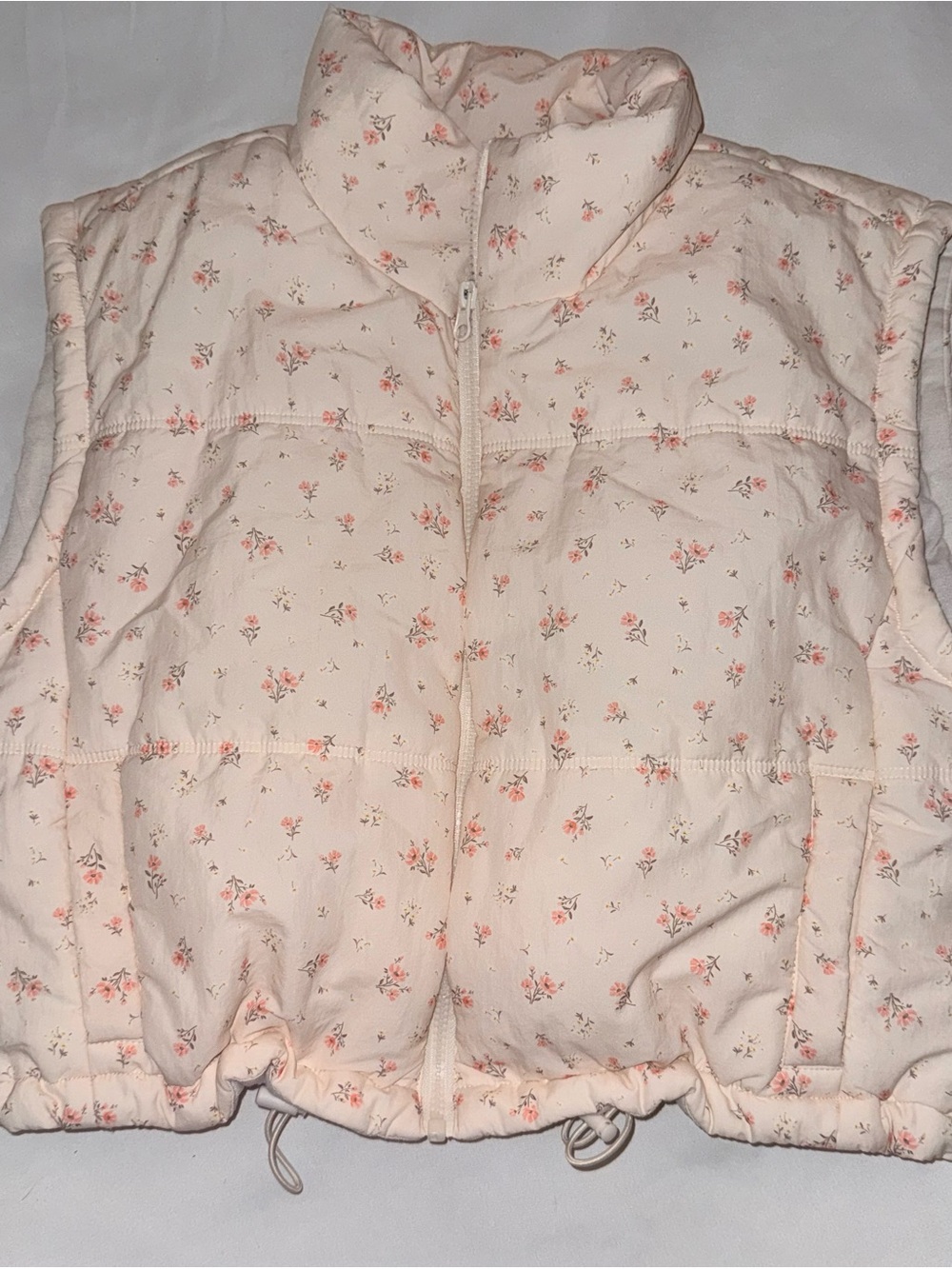 Thread Supply Floral Quilted Puffer Vest - Cream
